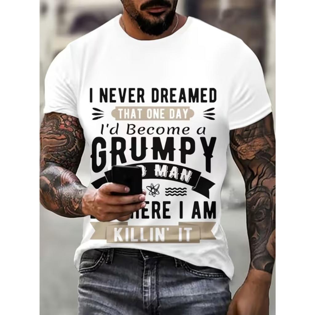 Nuova T-shirt Estiva Moda Uomo Personalità Semplice Fantasia Stampata Top da Uomo
