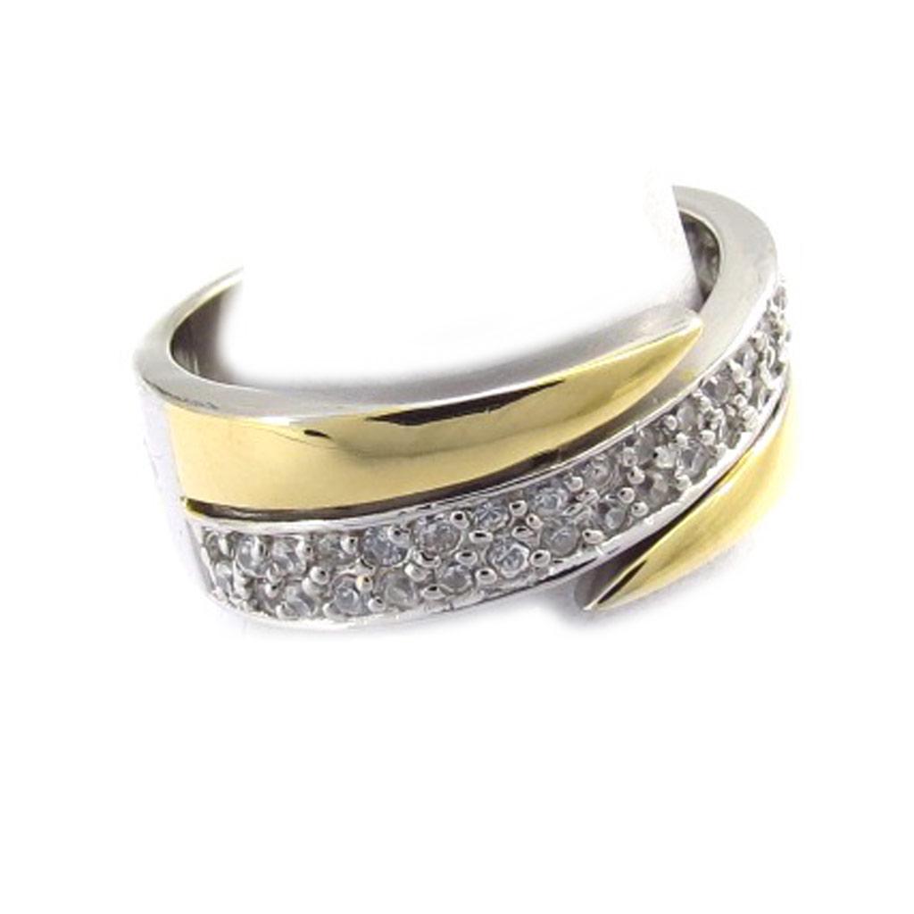 Tweekleurige zilveren ring met 'Trianon'-motief