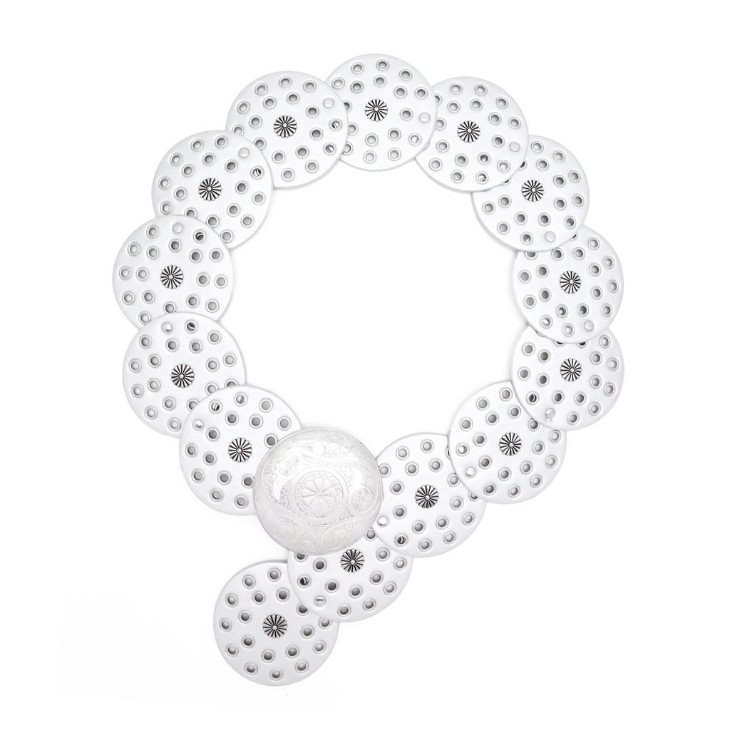 Vintage Western Denim Style Personalized Belt Women'S Metal Splicing Hollow Gas Eye Waist Seal