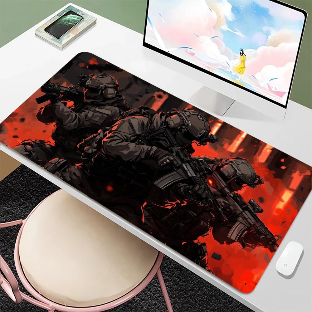 Tactical Soldier Design Large Mouse Pad Non-Slip XXL Desk Pad Gaming Accessories Stitched Edges for Home and Game for FPS Gamer