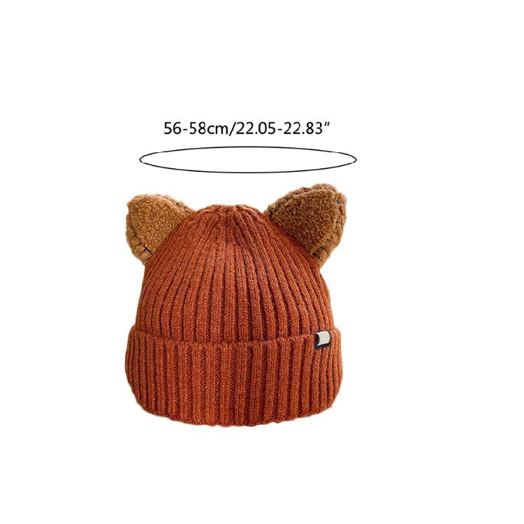 Kawaii for Cat Ears Hats Cute Cap Solid Color Hat Wool Knit Hat Earprotect All-m