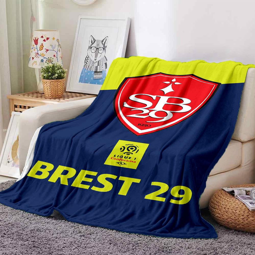 Stade Brestois 29 Print Flannel Blanket High Quality Warm Comfortable Cover for All Seasons Perfect for Gifts Home Decor
