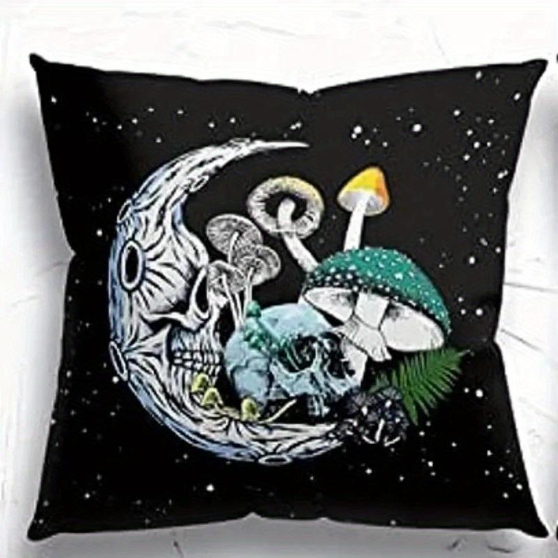 

Home Decor Gothic Skeleton & Mystical Motifs Pillow Covers Pattern Cushion Cover Suitable for Sofa Bedroom Car Pillow Cover 16x16Inch
