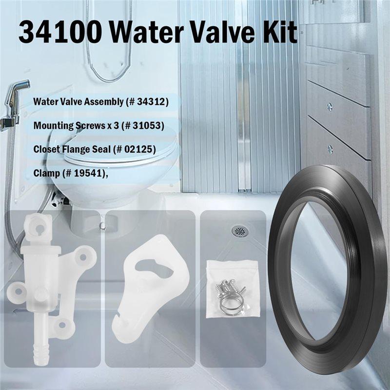 Upgraded For Thetford Aqua-Magic Style Lite And Style Lite Plus RV/Camper Toilet Water Valve Kit-34100 Part Number