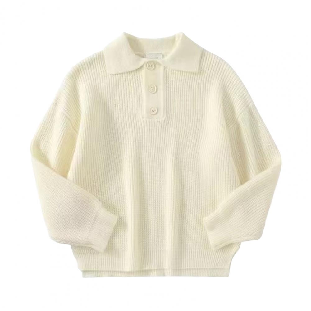 Jesień Zima Męski Sweter Zapinany Kołnierzyk Wykładany Długi Rękaw Top Retro Dzianinowy Gruby Ciepły Jednolity Kolor Pulower Rozciągliwy Do Noszenia na Co Dzień