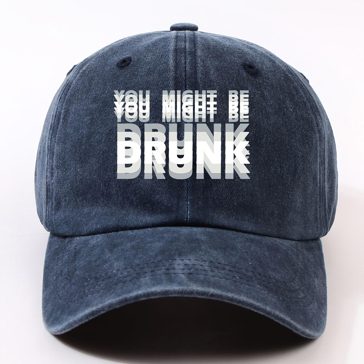 XIXIGO Cap Verstelbare Baseballpet Lichtgewicht Elegant Heet Stempelontwerp met Tekst 'Misschien Ben Je Dronken' Zwart Perfect voor Dagelijks Gebruik One Size