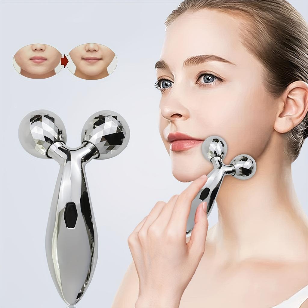 3D Roller Gesichtsmassagegerät, Gesichtsskulpturwerkzeug - Gesichtsmassagegerät Lifting-Tool Hautstraffung Reduziert Schwellungen Glättet Falten - Silbern