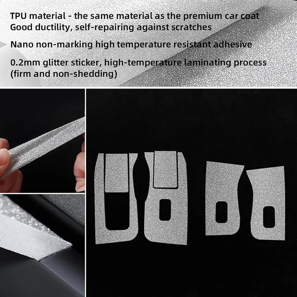 Window Lift Button Frame Panel Sticker for Tesla Model 3 2017-2023 Model Y 2020-2024 TPU Glitter Diamond