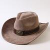 Popolari cappelli western da cowboy classici in camoscio europei e americani, cappelli da cowboy alla moda retrò da uomo e da donna