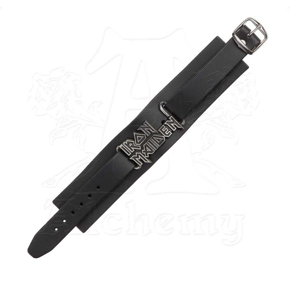 Iron Maiden Unisex Adult Logo Leather Wristband