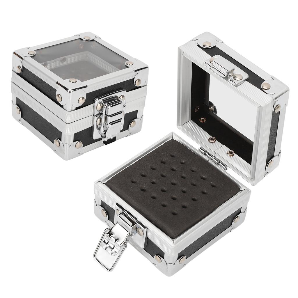 Nail Drill Bits Storage Box 25 Holes Transparent Clamshell Lock Design Dustproof Nail Drill Bits Desktop Container