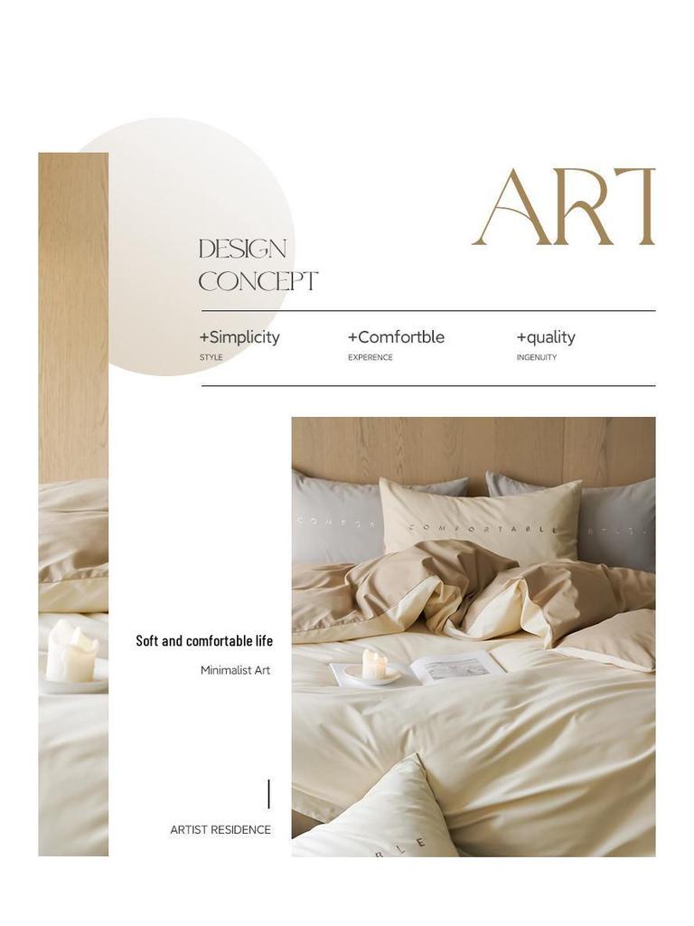 Class A 100s Premium Cotton Flannel 4-Piece Winter Embroidered Bedding Set - Thickened Bed Sheet & Duvet Cover