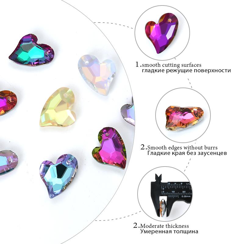 17mm Austria 6261 Devoted 2 U Heart Pendant Loose Rhinestone Charms Beads for Jewelry Making Bracelet Necklace Earrings DIY
