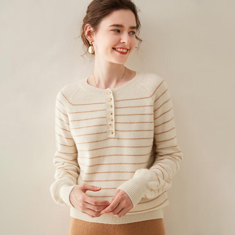 Fanzhen Women's Striped Cashmere Blend Sweater