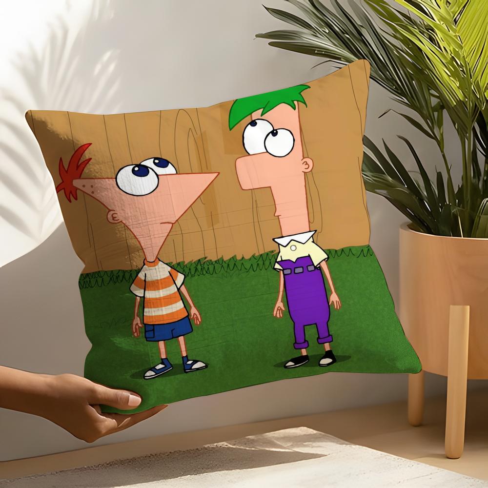 Phineas And Ferb Pillow Case Linen Cushion Covers For Decorative Sofa Home Pillows Case Car Chair Pillows Cases