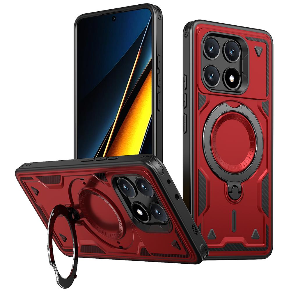For Xiaomi Poco X6 Pro 5G/Redmi K70E 5G Case Compatible with MagSafe Military Protection PC+TPU Kickstand Phone Cover