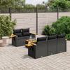 Vidaxl 6-Cz. Gartenmöbel-Set mit Kissen, Schwarzer Polyrattan