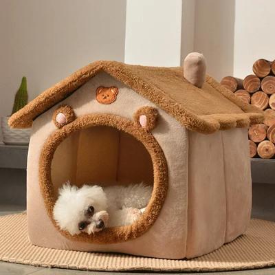 Składana buda dla psa mata na łóżko dla małych średnich psów koty zimowe ciepłe legowisko dla kota gniazdo produkty dla zwierzaka domowego kosz zwierzęta Puppy Cave Sofa