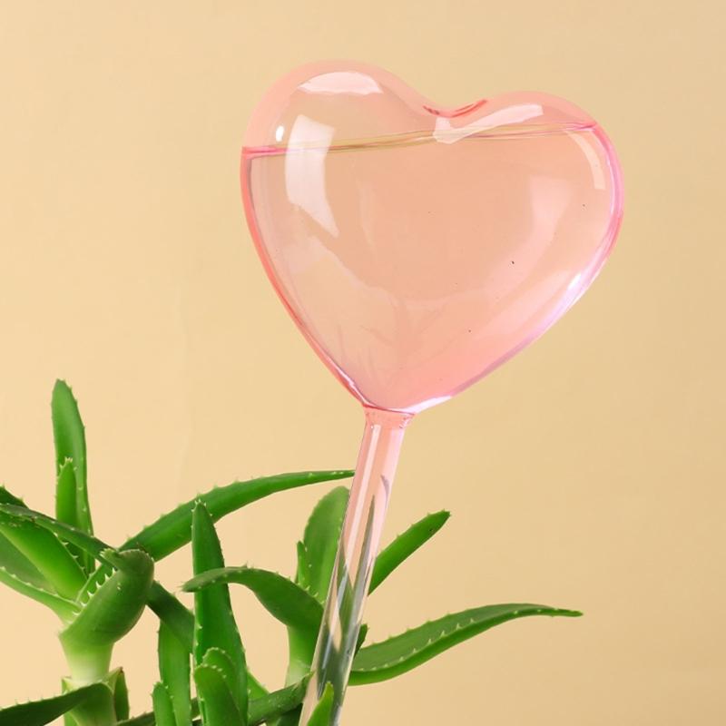 2Pcs Plant Glass Watering Globes Self Watering Globes Heart Shape Self Watering Bulbs Devices Plant Watering Bulbs