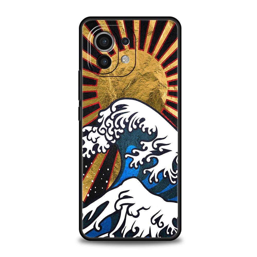 Golden Great Wave Kanagawa Surf Case For Xiaomi Poco X4 X3 NFC F3 F4 M3 M4 Mi Note 12T 10 12 11 Ultra 11T Pro 10T Lite 9T Cover