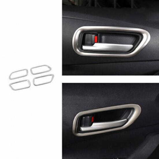 Silver Steel Inner Door Handle Lock For Toyota Corolla - 4pcs Frame Trim
