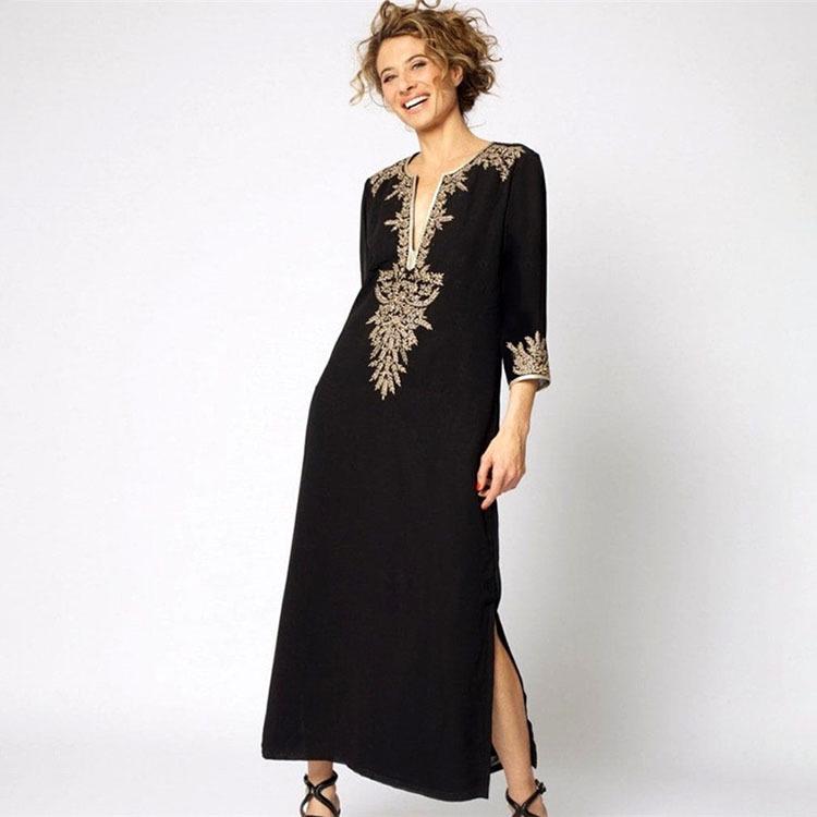 European-American Embroidered V-Neck Cotton Swimsuit Cover-Up