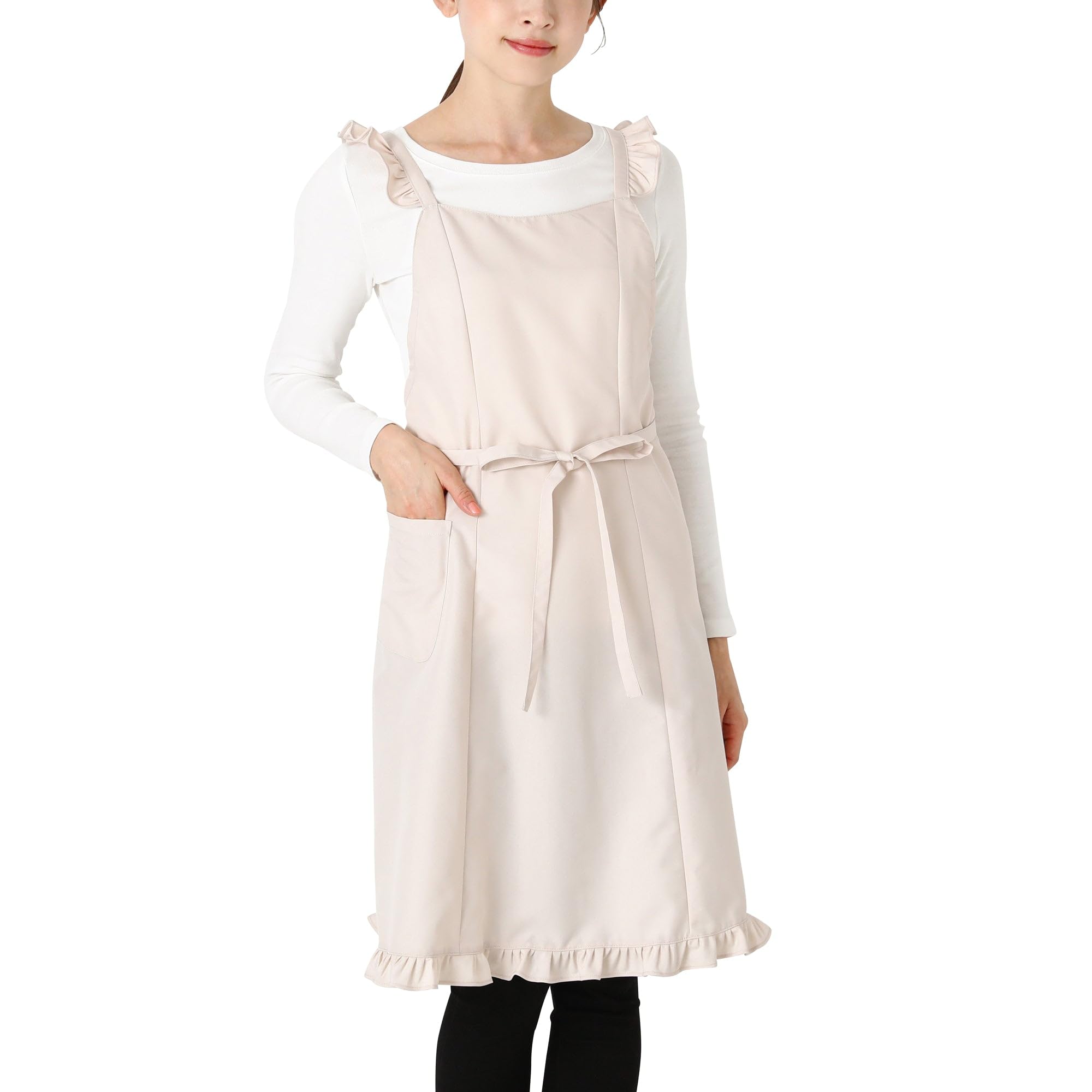 

Francfranc Mini Frill Full Apron, Beige