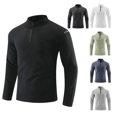 T-shirt à manches longues pour homme, haut d'automne à demi-zip, respirant et élastique, pour sports de plein air et loisirs