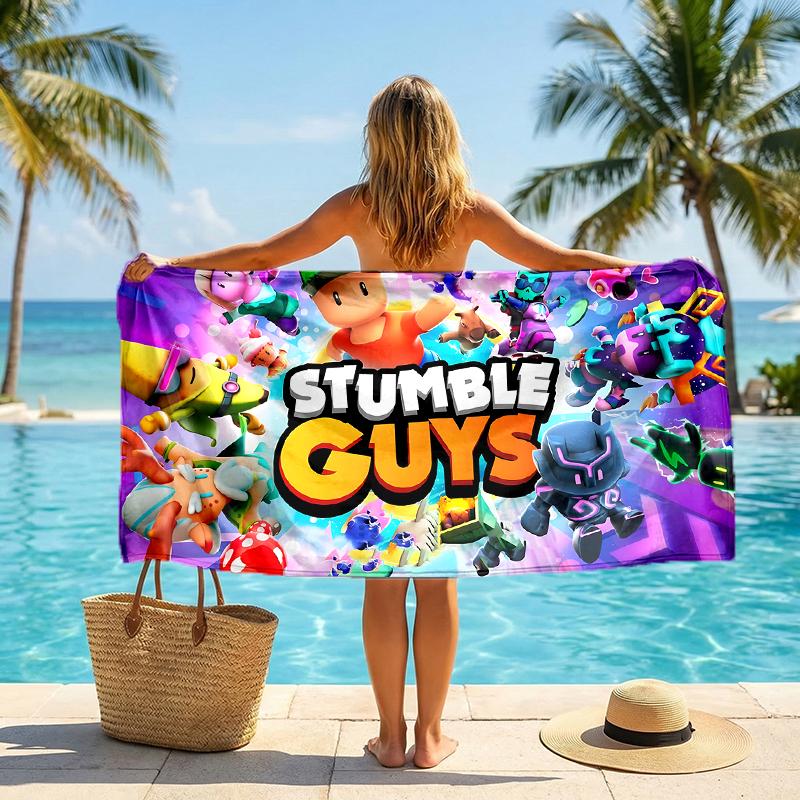 Stumble Guys Fashion Beach Towel: Ideal for Summer Adventures Soft, absorbent and quick drying suitable for swimming and bathing
