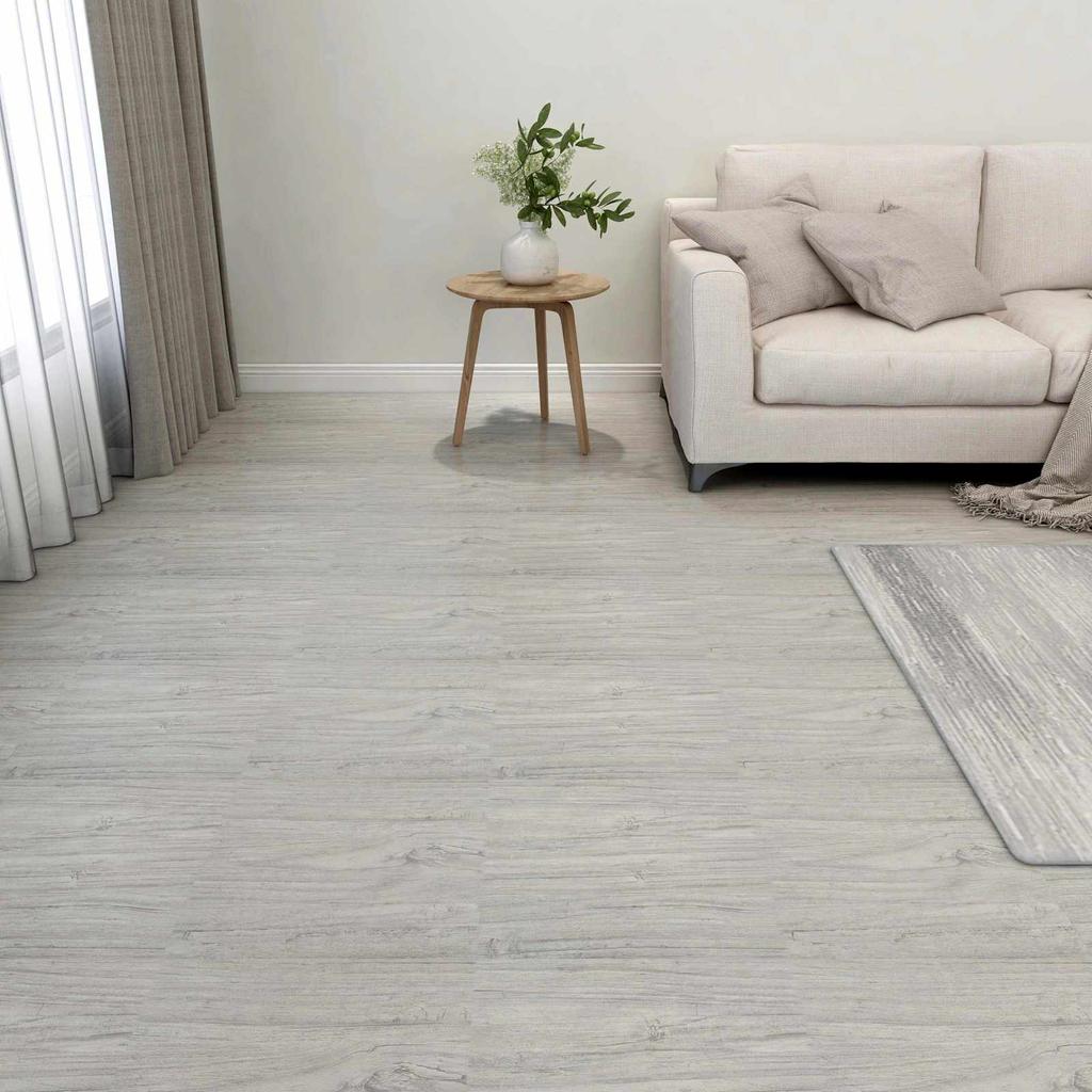 Floor Tiles 5.11 M² 55 Pcs PVC In Gray and Wood Look