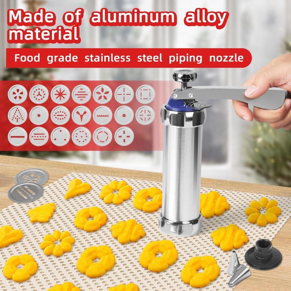 Multifunktionellt kakpresskit 20 kakformar 8 tyllar Kexmakare set Lätt att rengöra Manuell användning