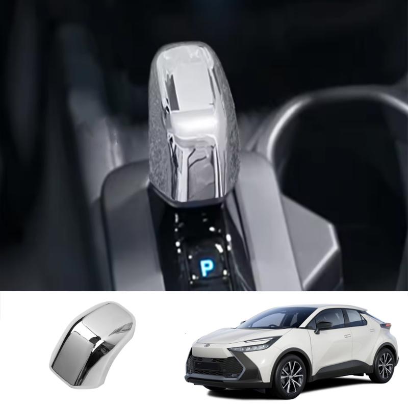 For Toyota CHR C-HR 2024 2025 ABS Carbon fiber chrome Car Gear Shift Panel Frame Gear Knob Cover Head Trim Interior Accessories