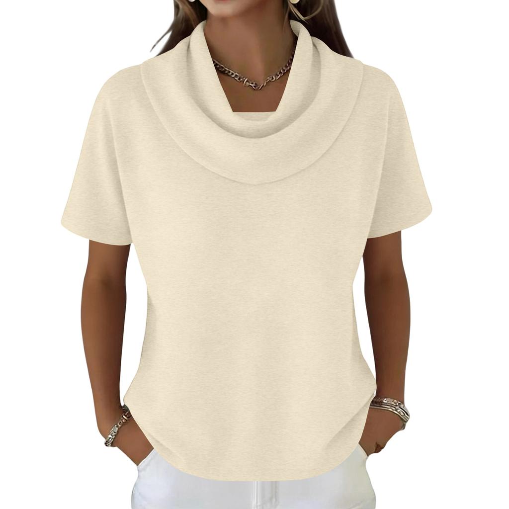 Women's Casual And Fashionable Round Neck Short Sleeved Color Top Sweater