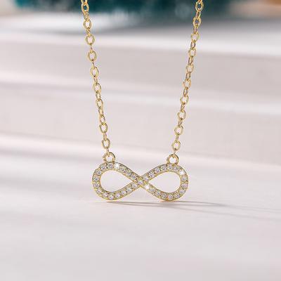 Neue Einfache Unendlichkeit Form Anhänger Halskette Frauen Intarsien Glänzenden Stein Phantasie Abbildung 8 Schlüsselbein Kette Halskette Hochzeit Schmuck