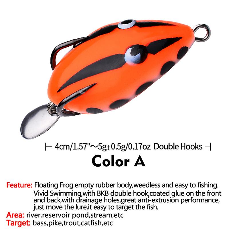 Umpan Katak 4Cm/5.6G Soft Frog Fishing Lure Mini Soft Lure Double Hooks Top Water Ray Frog Artificial Bait