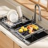 Telescopic Water Trough Drainage Frame Over Sink Drying Rack Expandable Stainless Steel Dish Holder Stink Drainer Rack