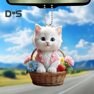 Christmas Car Accessories Hanging Decoration Lightweight Cat Shape Design with Lanyard Easy To Hang Christmas Tree Ornament