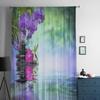 Violet Orchids Black Stones On The Water Sheer Curtains for Living Room Tulle Window Curtain Bedroom Kitchen Veil Drapes