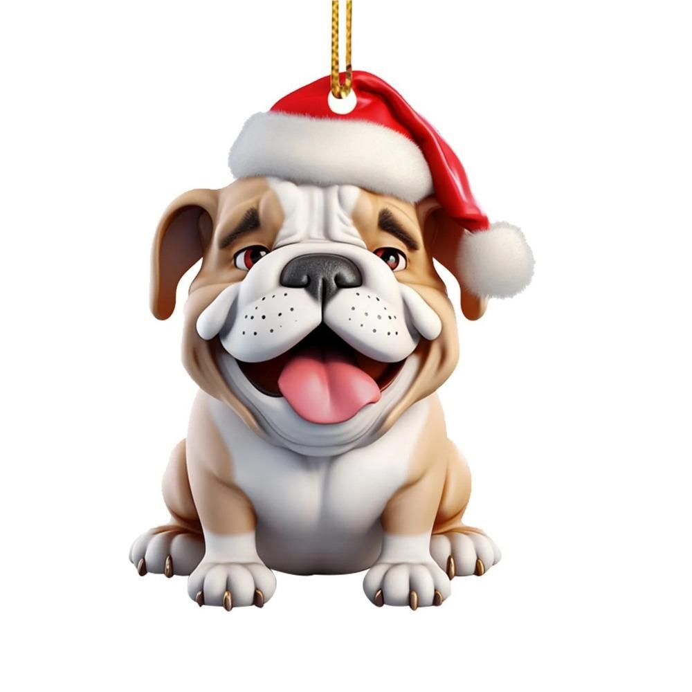 2D Dog Hanging Pendant Flat Christmas Puppy Ornament Funny Dog Car Ornament  Christmas