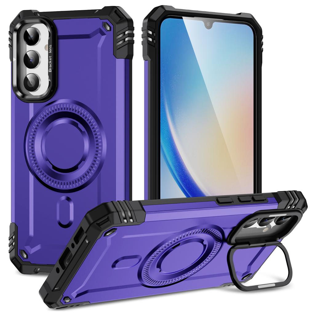 For Samsung Galaxy A36 5G Case Compatible with MagSafe Metal Lens Frame Kickstand PC+TPU Mobile Cover