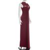 European & American Women's Spring/Summer 2026 Elegant High Neck Sleeveless Slim Fit Long Ruffled Mesh Dress