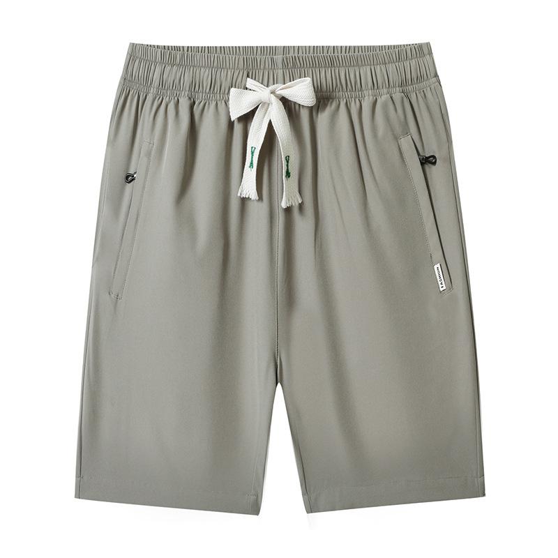 Sportovní šortky na léto, Tenké, Prodyšné, Rychleschnoucí, Volné, Běžecké, Ledové hedvábí, Ležérní pětinové kalhoty, Pánské plážové kalhoty plus size