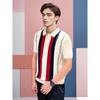 Summer New Business Casual Slim Fit Turn-Down Collar Knitwear Fashion Color Block Striped Men's Polo Shirt
