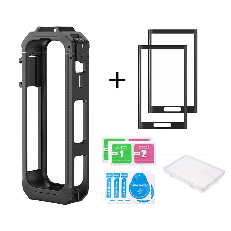 1/2Pcs Curved Glass Screen Protector for Insta360 X5 + Magnetic Frame Cage With Cold Shoe Mount for Insta 360 X5 Accessories