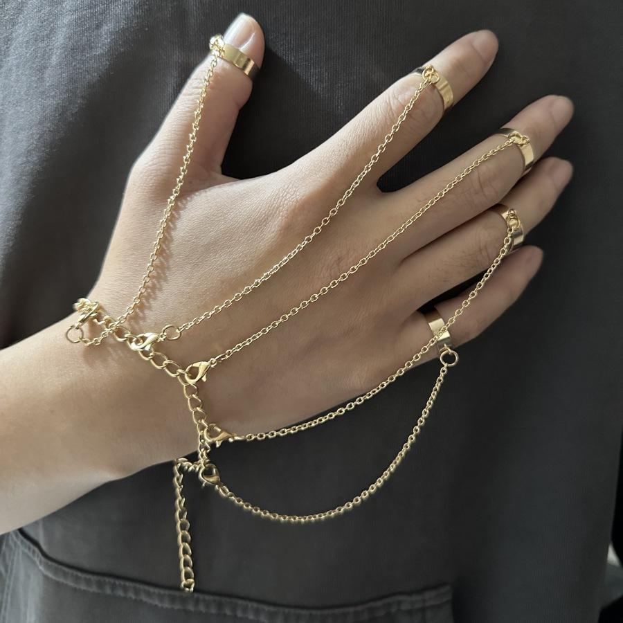 Jewelry Selling Personality Disco Dancing Chain Combination Ring 5 Ring Connection