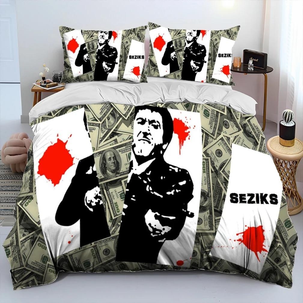 3D Printing Scarface Duvet Cover Bed Movie Scarface Tony Bedding Set  Quilt Cover Pillowcase,King Queen Size Bedding Adult Kid