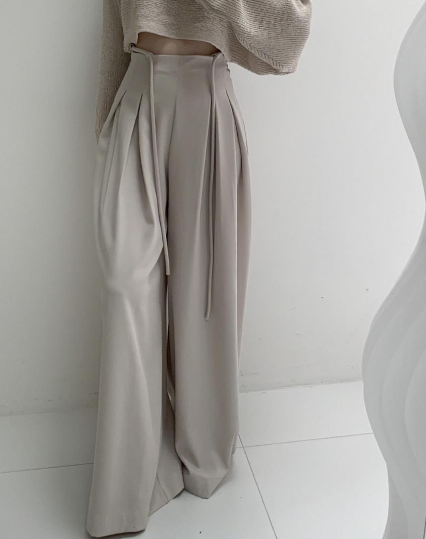 

Korean Style High Waist Wide-Leg Drawstring Pants - Women s Floor-Length Casual Wear L абрикосовый