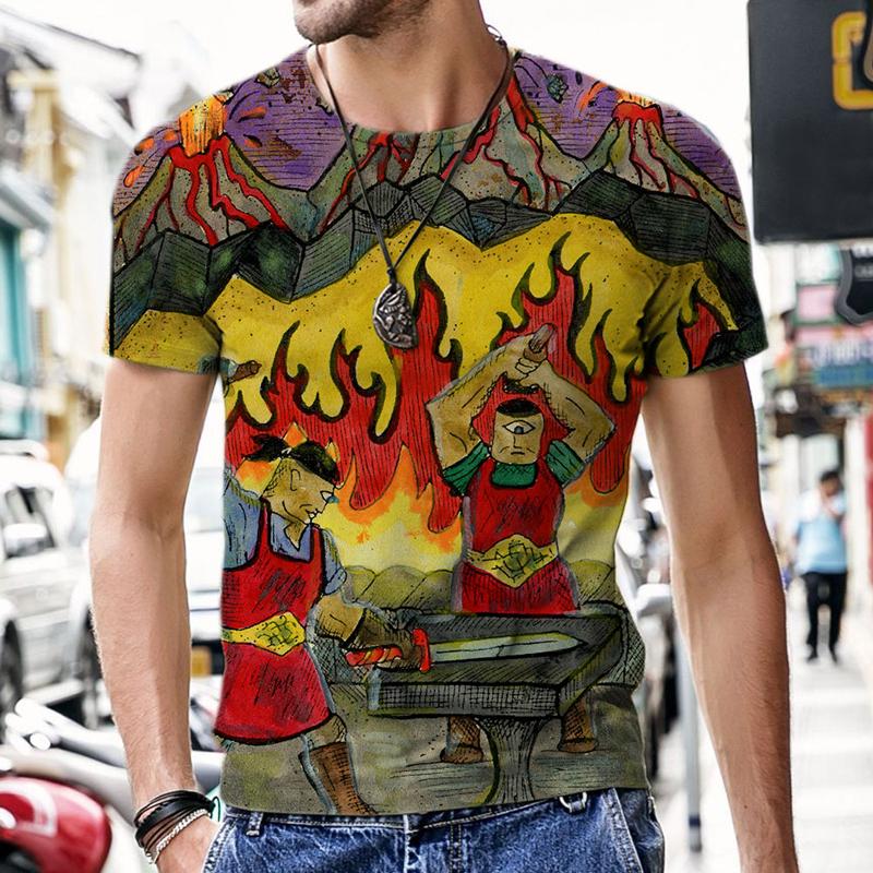 2022 Summer Latest 3d Printing Tarot style Men's Fashion Harajuku Short-Sleeved O-Neck Men's Oversized T-Shirt Men clothing Tops