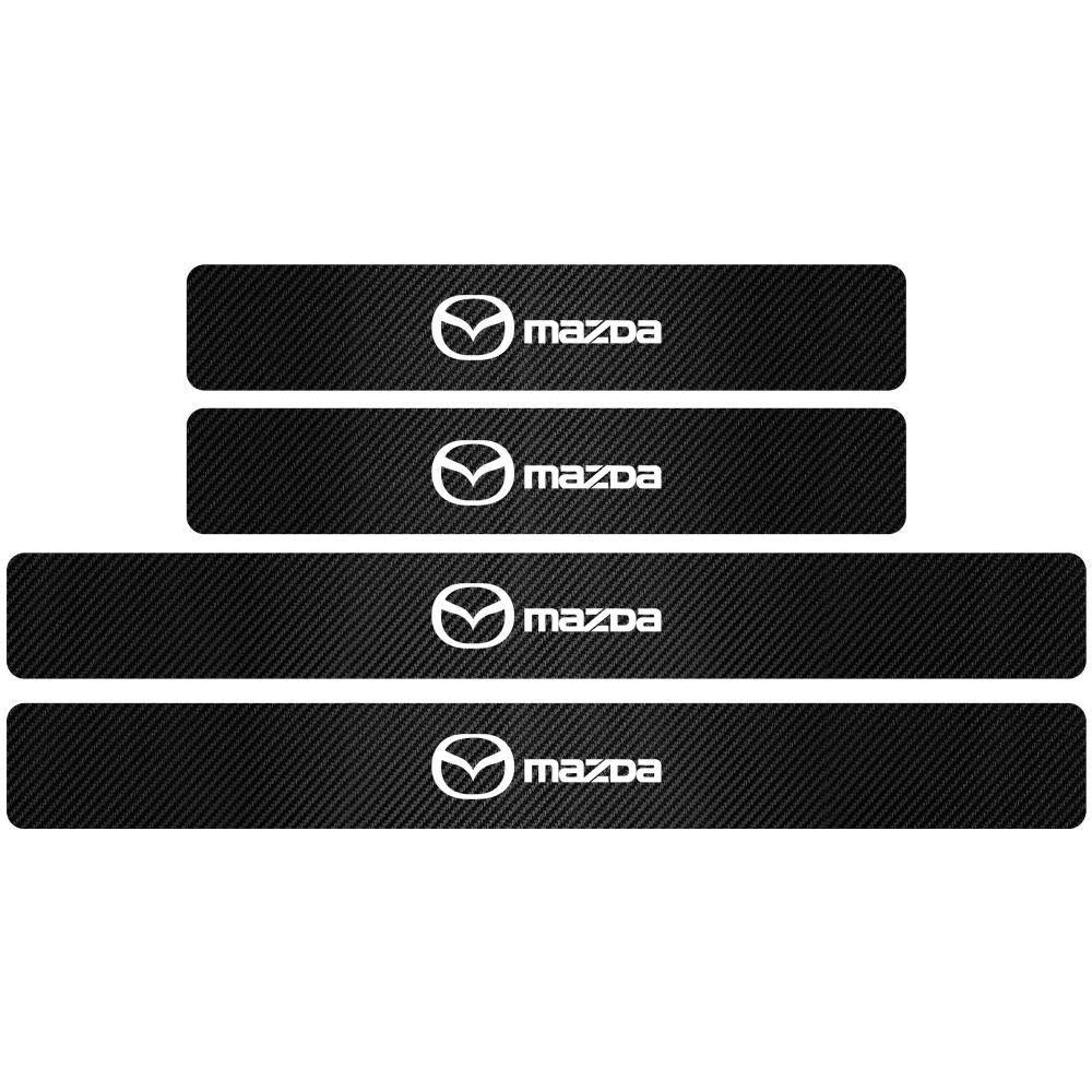 4PCS Carbon Fiber Car Door Sill Sticker Car Badge Threshold Car-Styling For Mazda Axela 2 3 MS 6 CX-5 CX-4 CX3 CX5 Artzma Demio