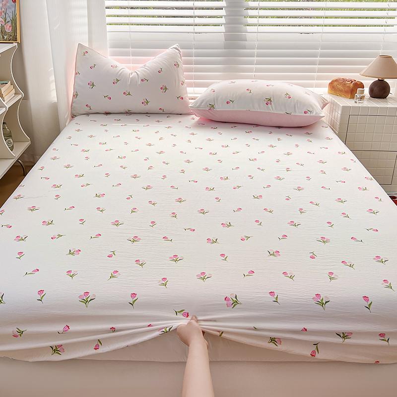 

Floral Printed Bed Sheets Reactive Printed Fitted Bed Sheet On Elastic Singlequeenking Washed Cotton Sbanas Para Cama Single90x200x25cm1pc